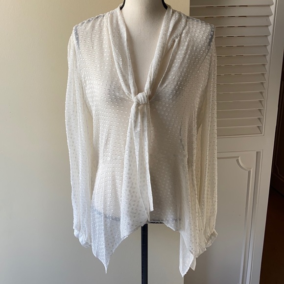 BCBG Max Azria Sheer Tie Flowy Blouse - Picture 9 of 9